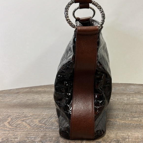 Brighton CHER Croc Patent Leather Shoulder Bag with Duster/Storage Bag D446849 - Picture 4 of 11